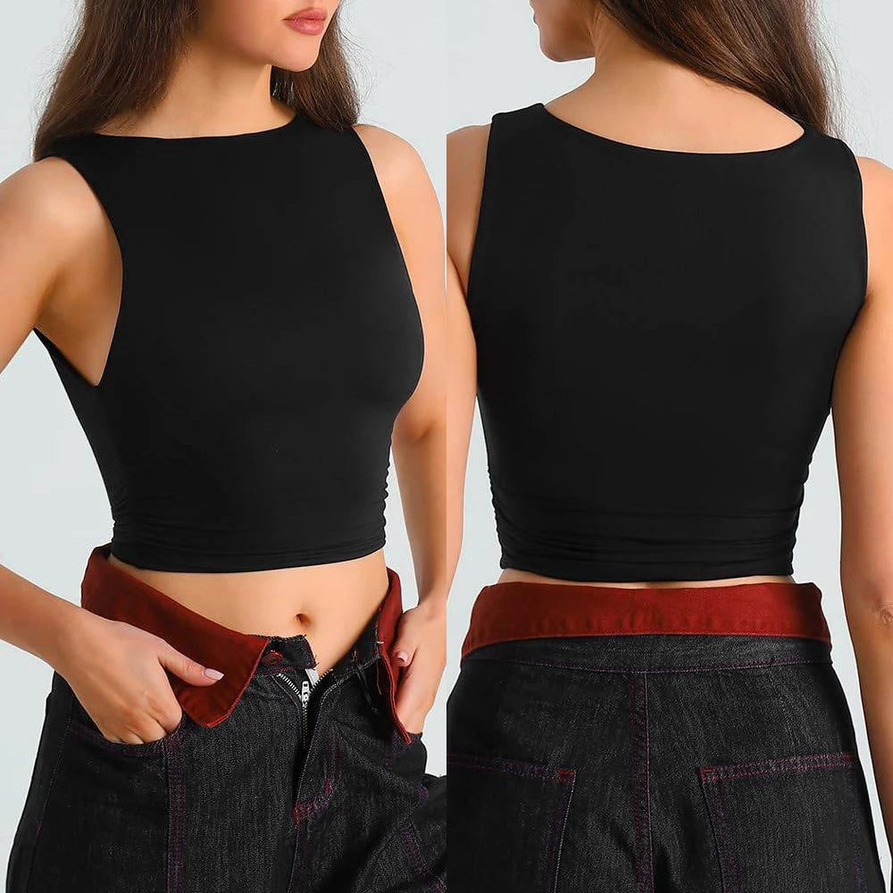 Sleeveless Crew Neck Tank Top