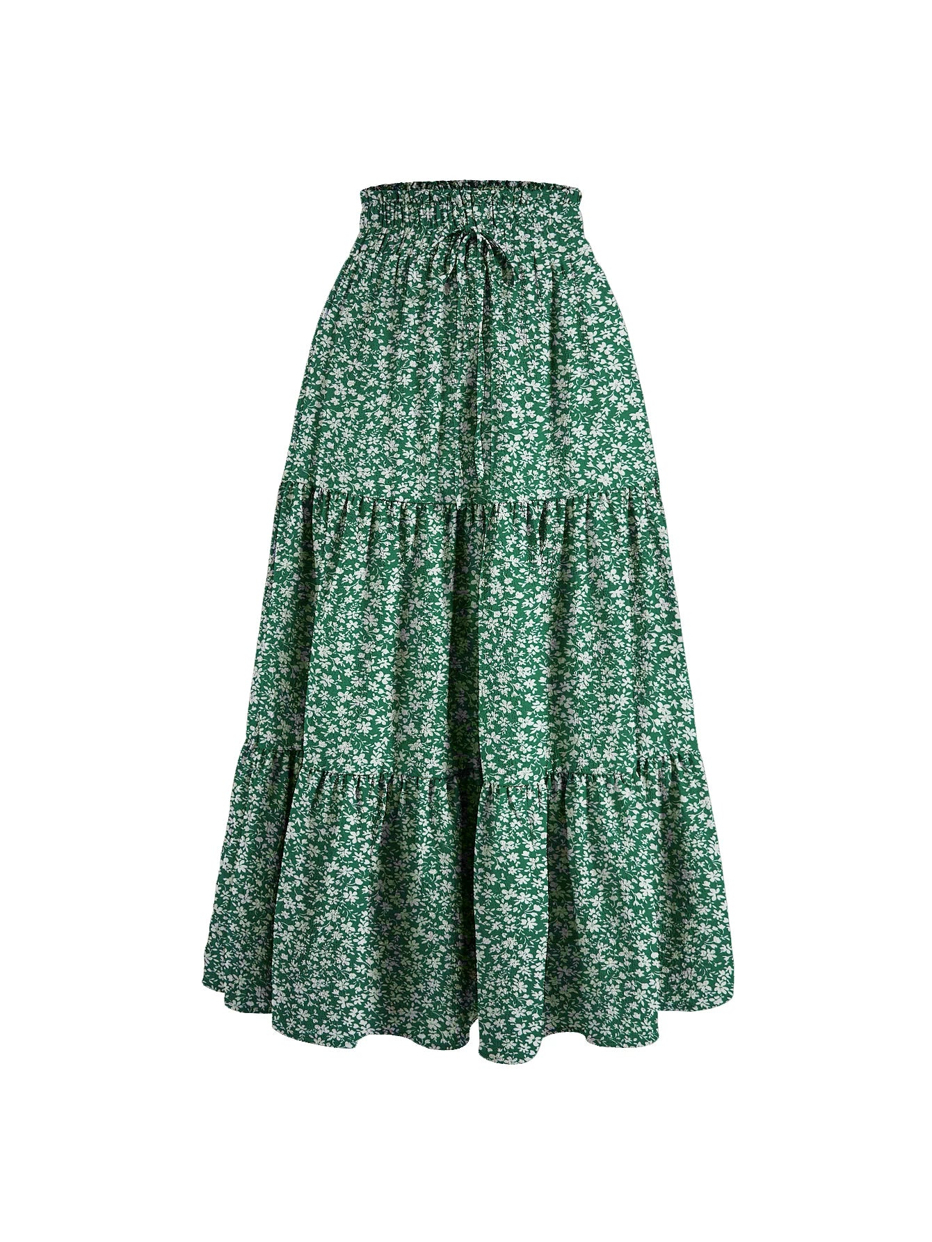 Floral Ruffle Hem Drawstring Skirt Casual Skirt For Spring Summer Women's Clothing