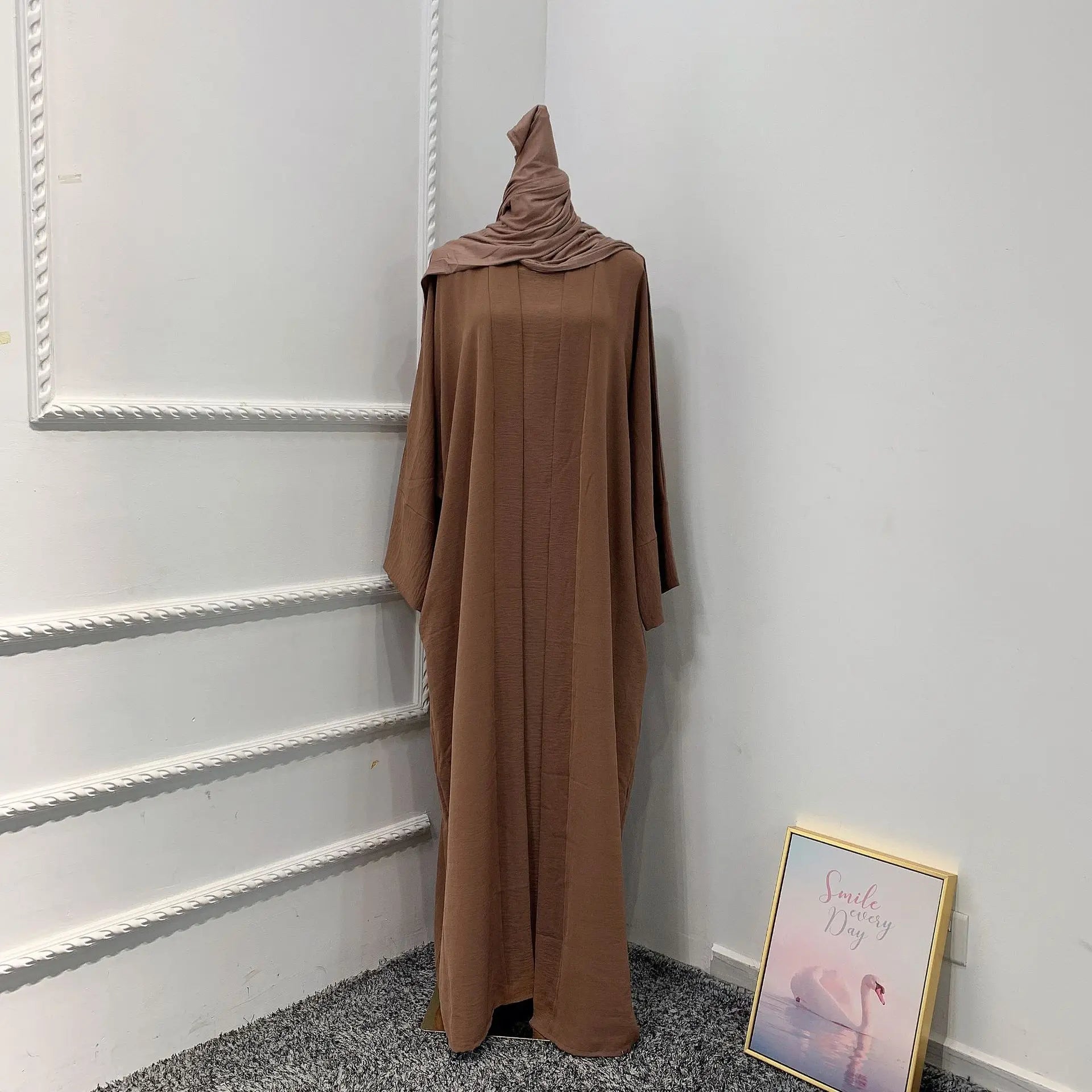 Two pieces Thick Abaya With Belt Dress