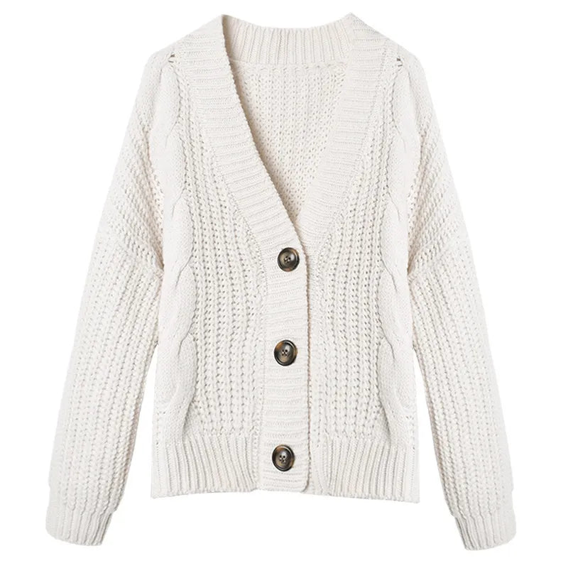 Knitted Sweater Autumn Winter Long Sleeve V Neck Jumper Cardigans