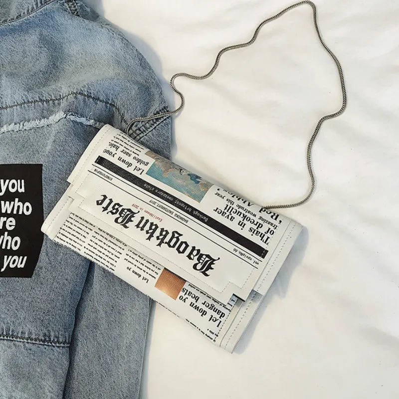 Newspaper Modeling Small Square Bag