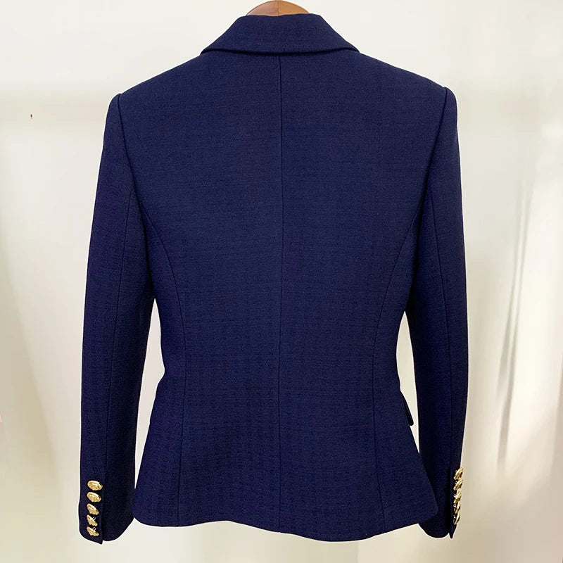 Classic Double Breasted Slim Fit Textured Blazer Jacket