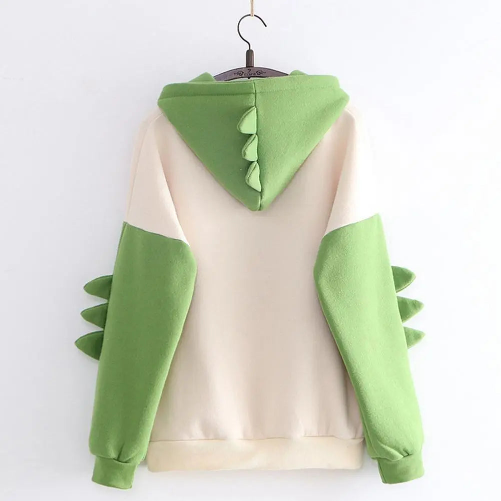 Dinosaur Oversized Cartoon Hoodie Sweatshirt Casual Print Korean Style Thicken Sweatshirt