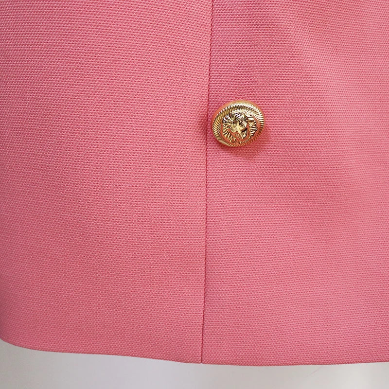 High Street Lion Buttons Embellished Pique Mini Skirt