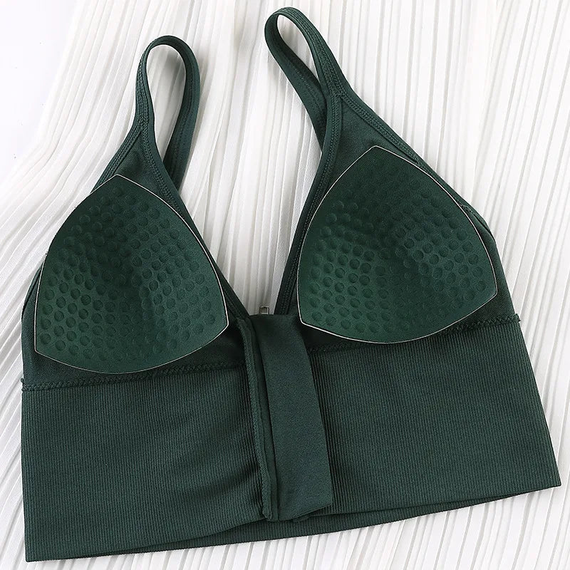 Female V-Neck Wireless Bra  Seamless Soft Crop Top