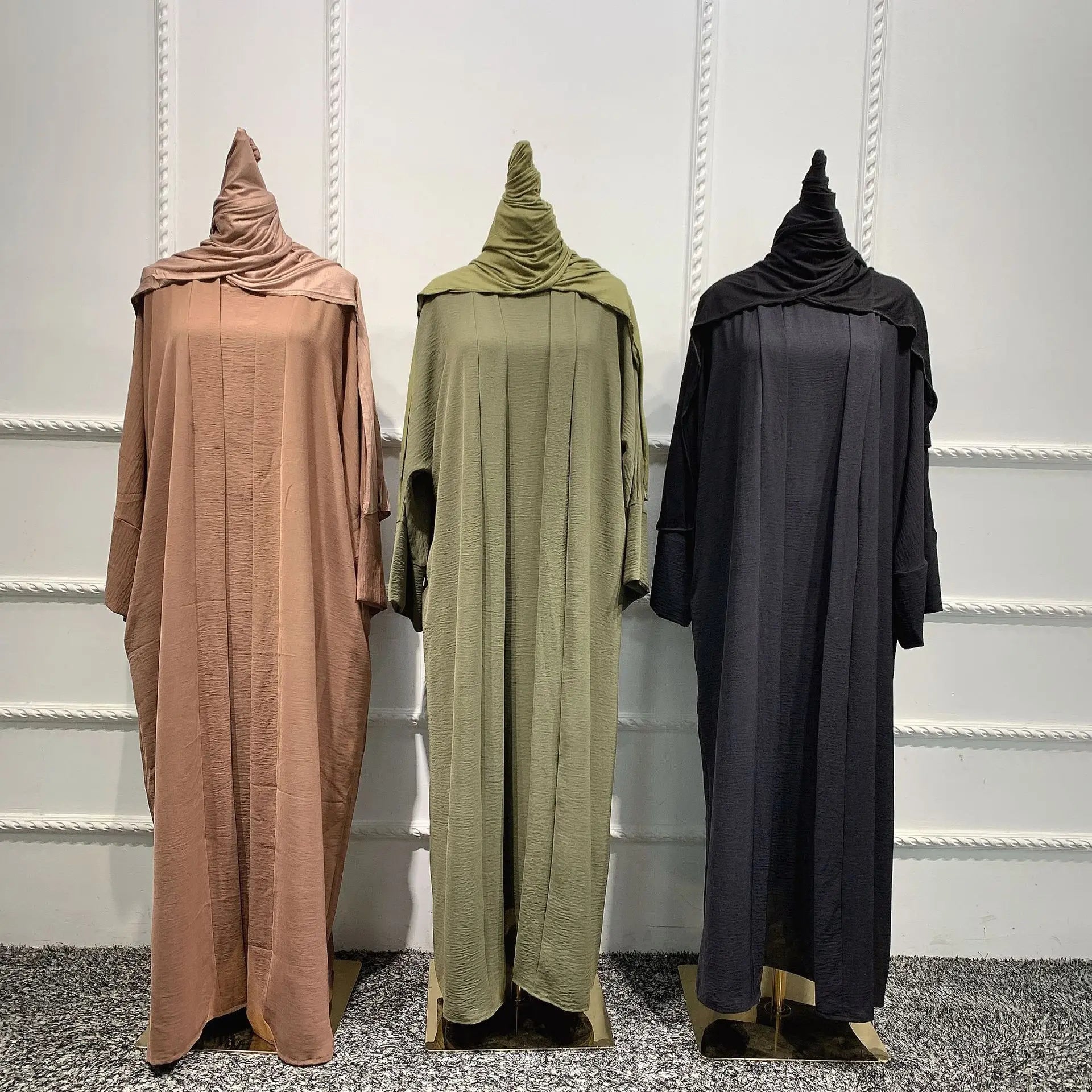 Two pieces Thick Abaya With Belt Dress