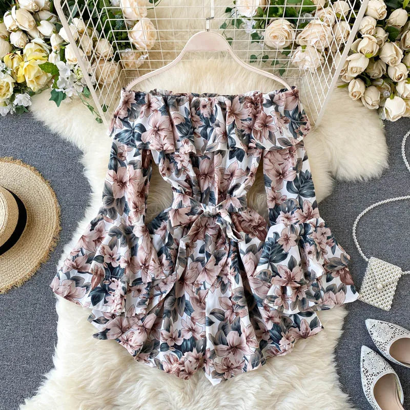 off shoulder bodysuit flared sleeves jumpsuit