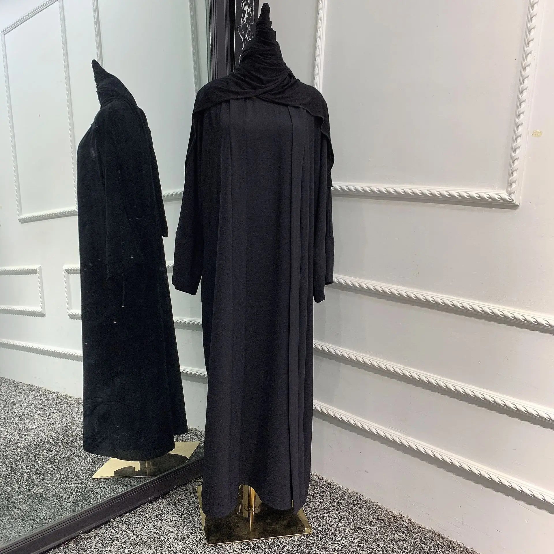 Two pieces Thick Abaya With Belt Dress