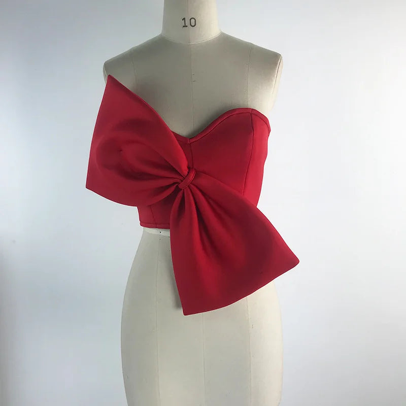 Elegant Bow Wrapped Chest Tops