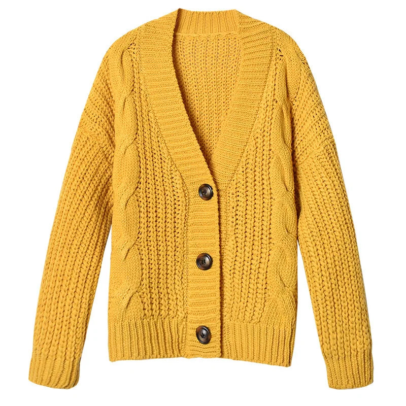 Knitted Sweater Autumn Winter Long Sleeve V Neck Jumper Cardigans