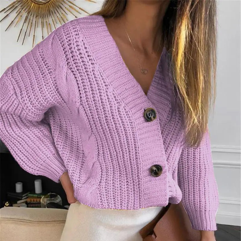 Knitted Sweater Autumn Winter Long Sleeve V Neck Jumper Cardigans