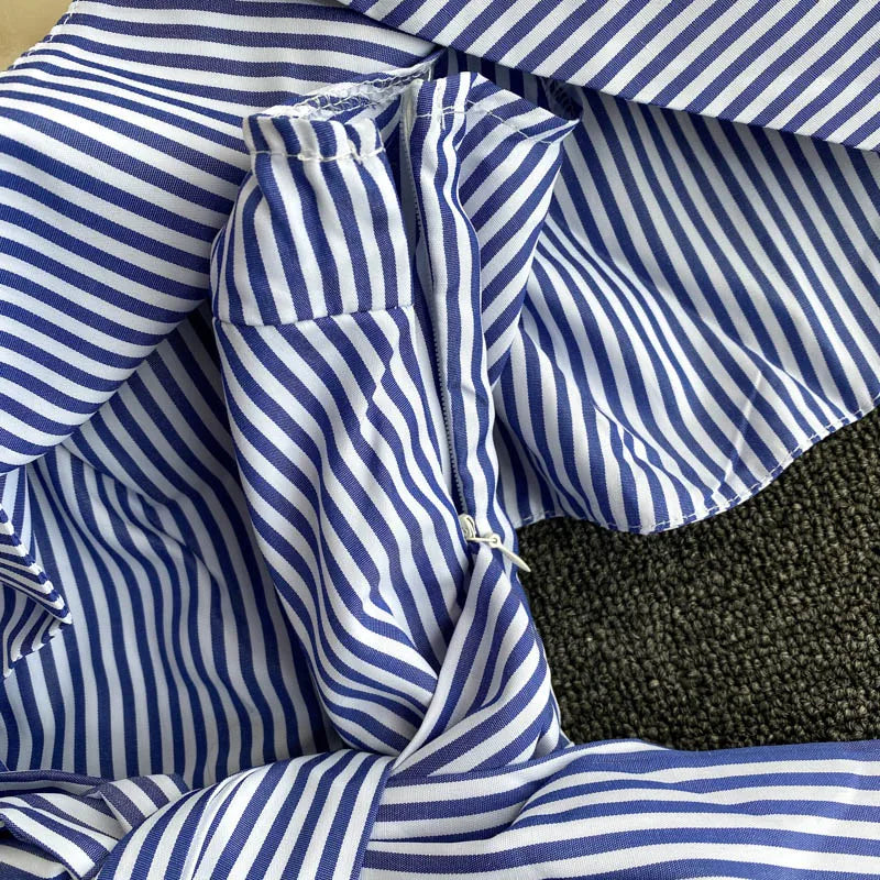 strap stripe chic blouse