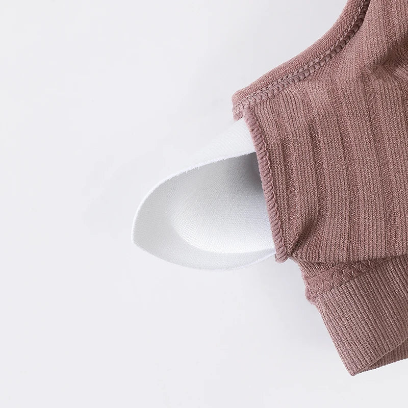 Seamless Bras For Women Sports Ribbed Bra Deep V Neck Female Brassiere