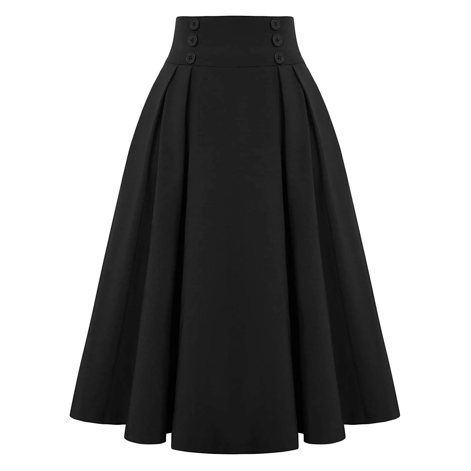 Vintage Casual A- Line Skirt With Pockets Elastic High Waist Long Pleated Gothic Skirt