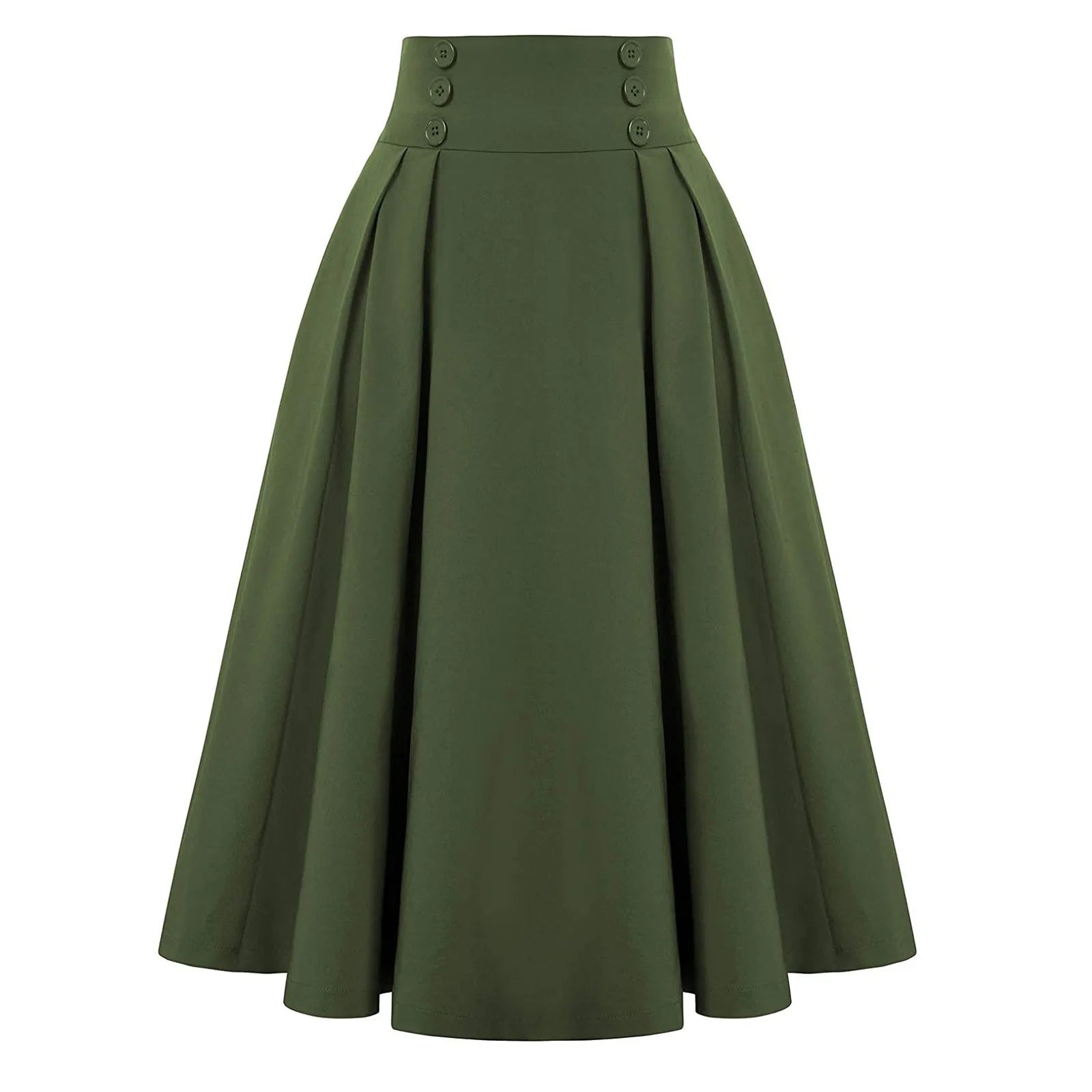 Vintage Casual A- Line Skirt With Pockets Elastic High Waist Long Pleated Gothic Skirt