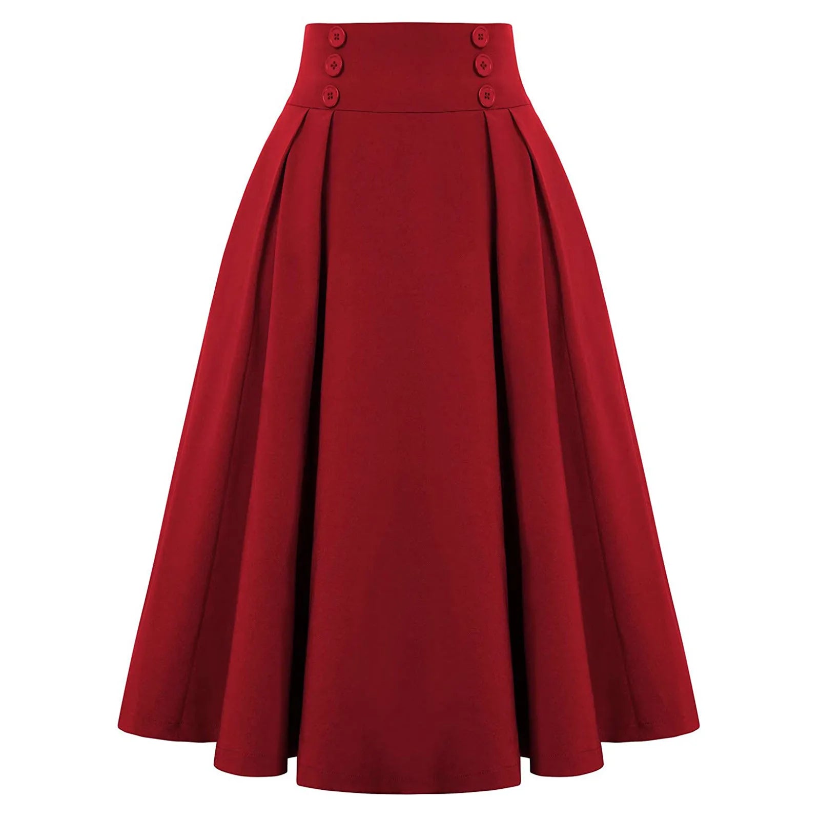 Vintage Casual A- Line Skirt With Pockets Elastic High Waist Long Pleated Gothic Skirt