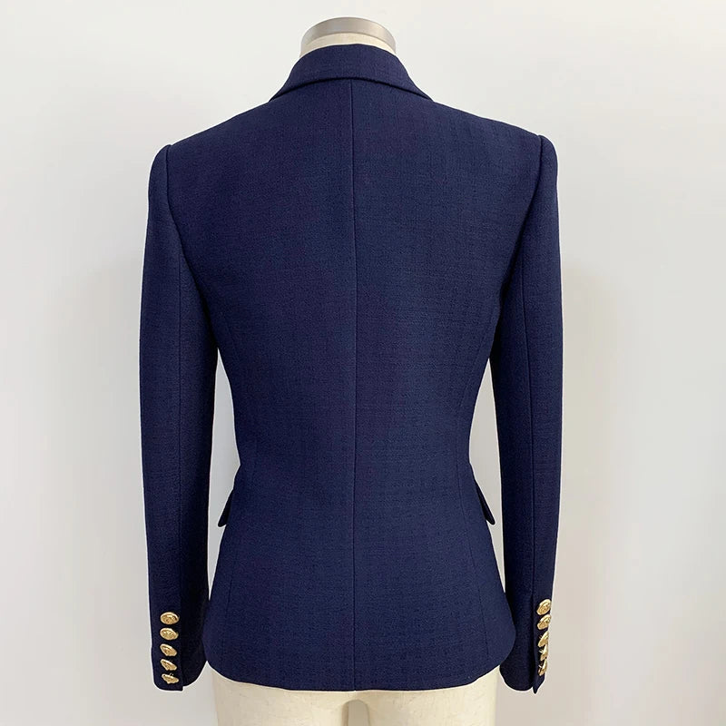 Classic Double Breasted Slim Fit Textured Blazer Jacket