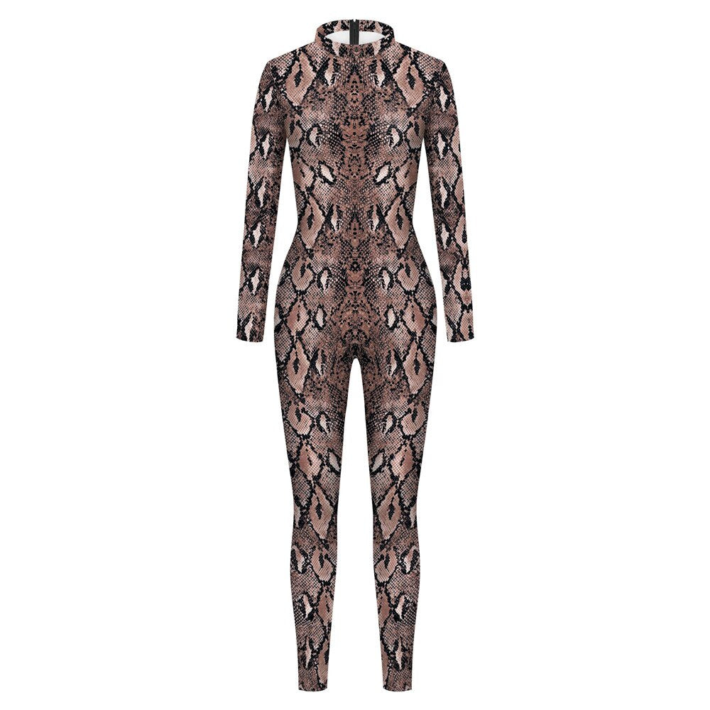 Snake Print Romper Bodycon Bodysuit