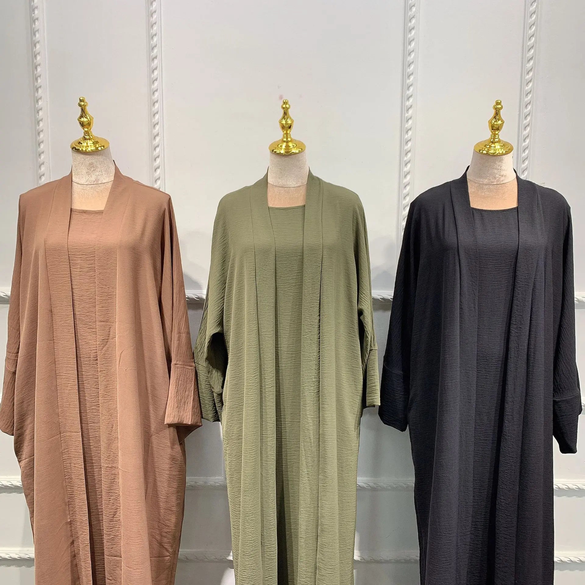 Two pieces Thick Abaya With Belt Dress