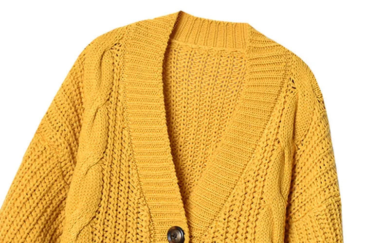 Knitted Sweater Autumn Winter Long Sleeve V Neck Jumper Cardigans