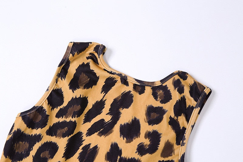 Leopard Print  Backless Sheath Bodycon Dress