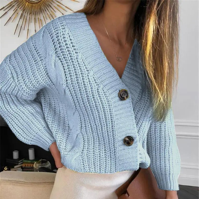 Knitted Sweater Autumn Winter Long Sleeve V Neck Jumper Cardigans