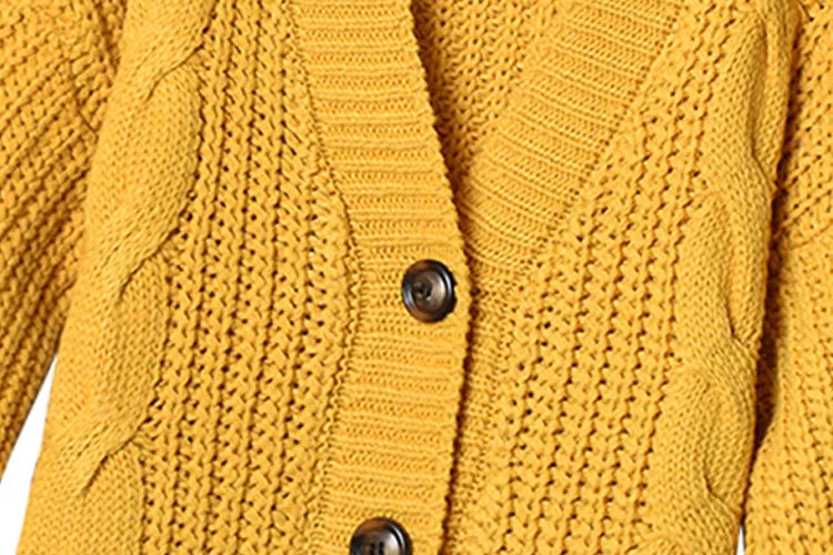 Knitted Sweater Autumn Winter Long Sleeve V Neck Jumper Cardigans