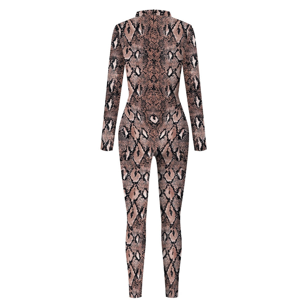 Snake Print Romper Bodycon Bodysuit