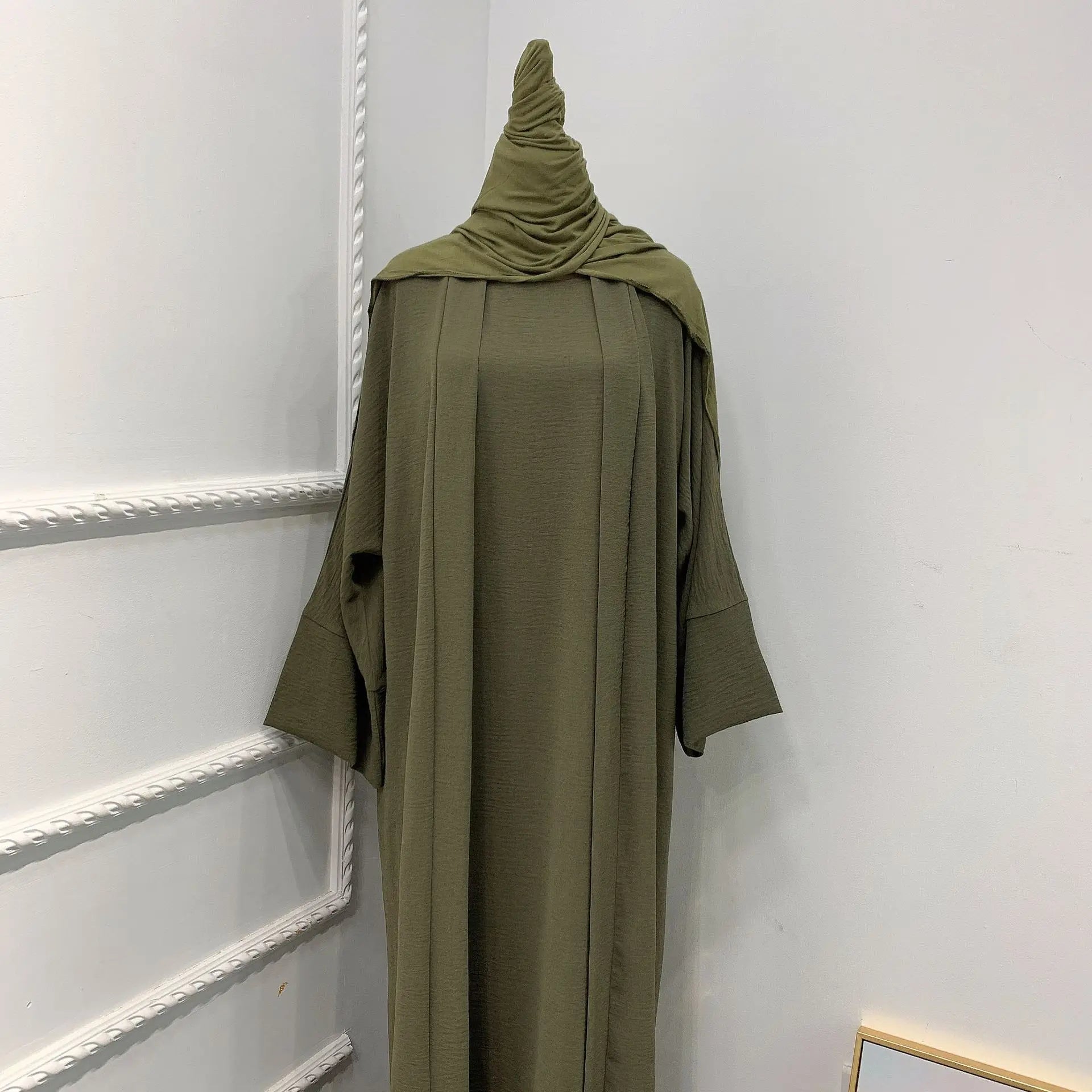 Two pieces Thick Abaya With Belt Dress