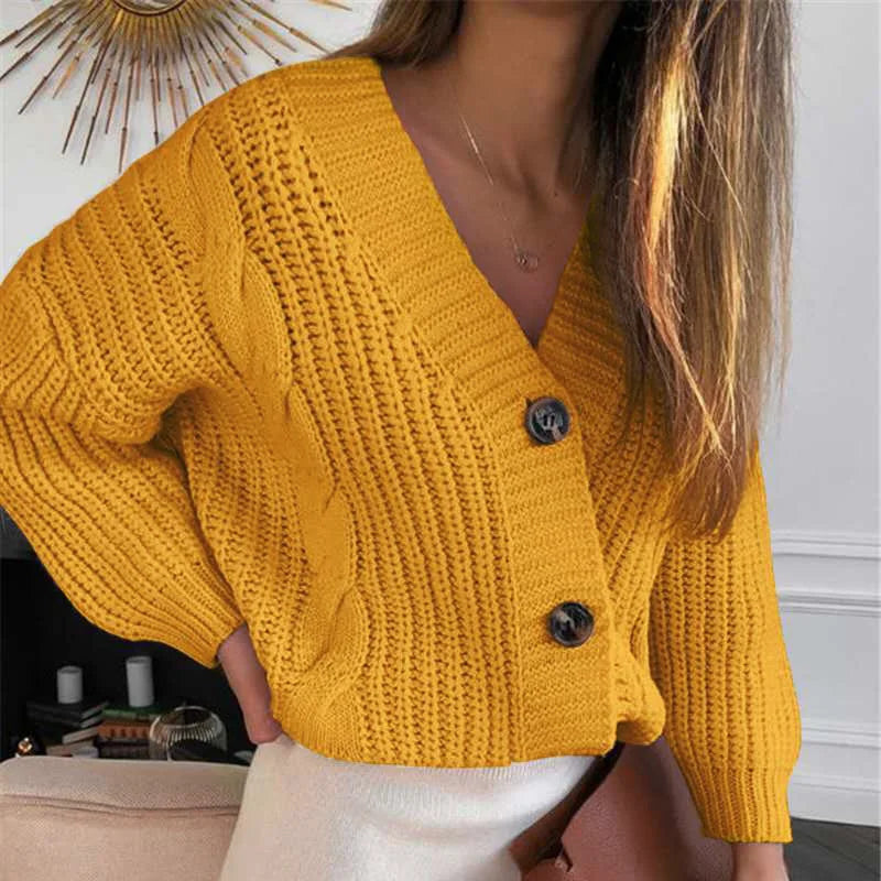 Knitted Sweater Autumn Winter Long Sleeve V Neck Jumper Cardigans