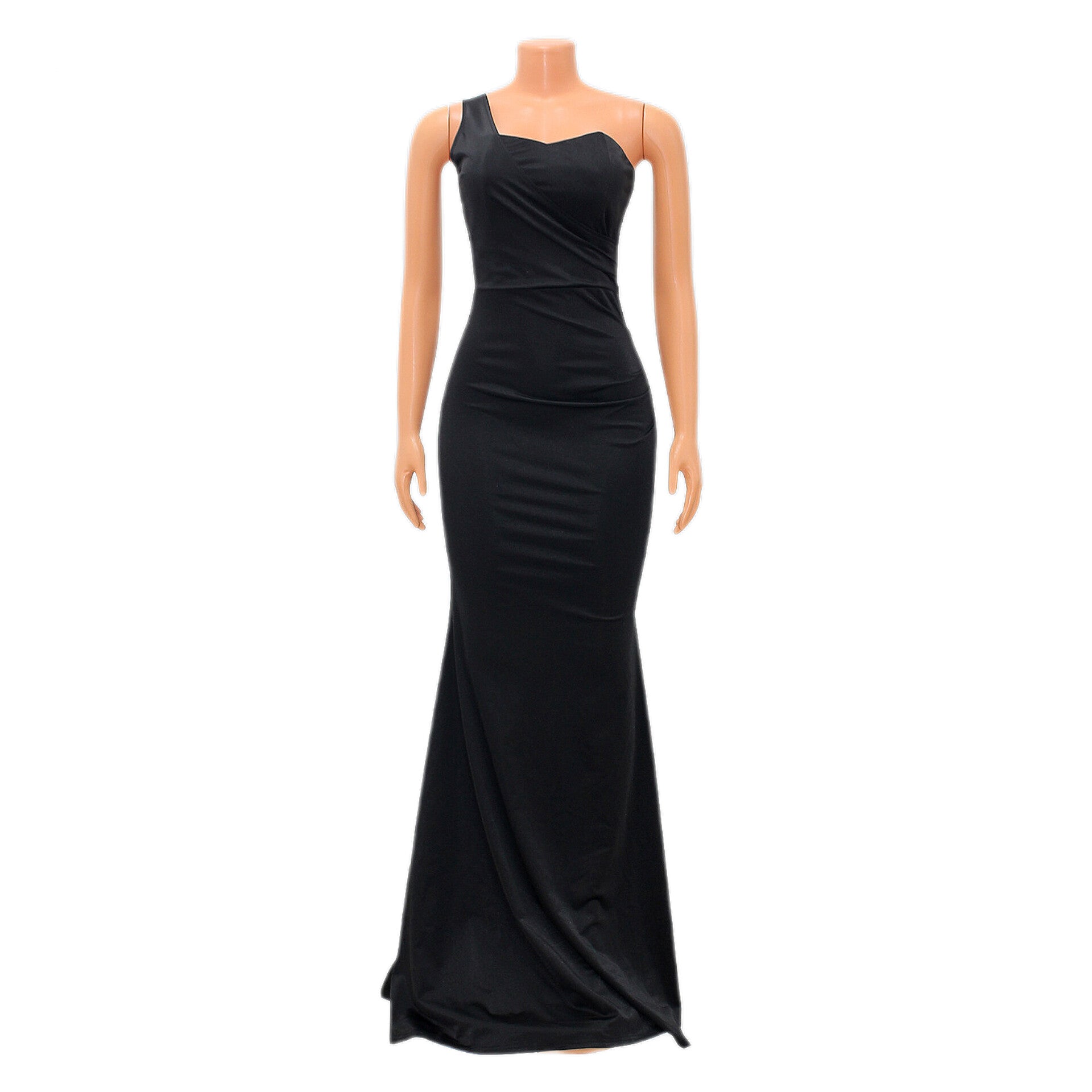 One Shoulder Skew Neck High Waist Floor Length Maxi Long Mermaid Dress