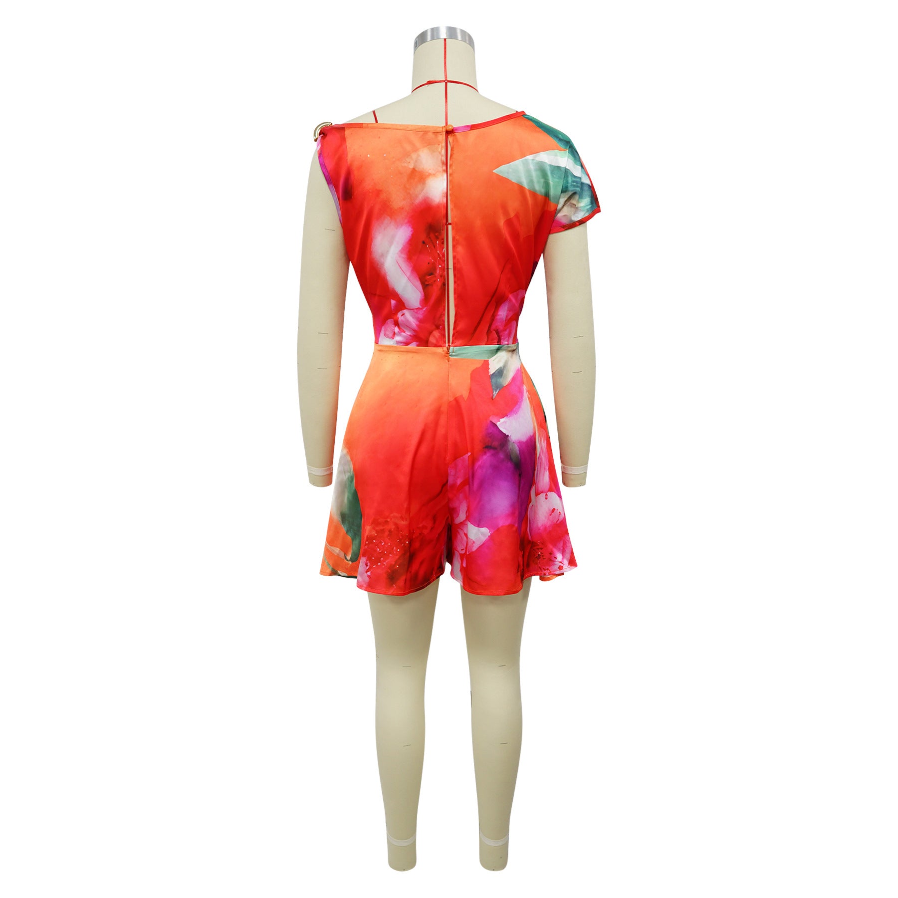 Tie Dye Print Beach Sleeveless V-neck Sashes Playsuits
