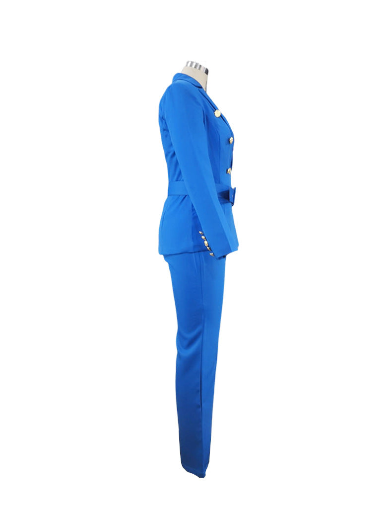 Long Sleeve Blazer Wide Leg Flare Jumpsuit Suit Two Piece Set