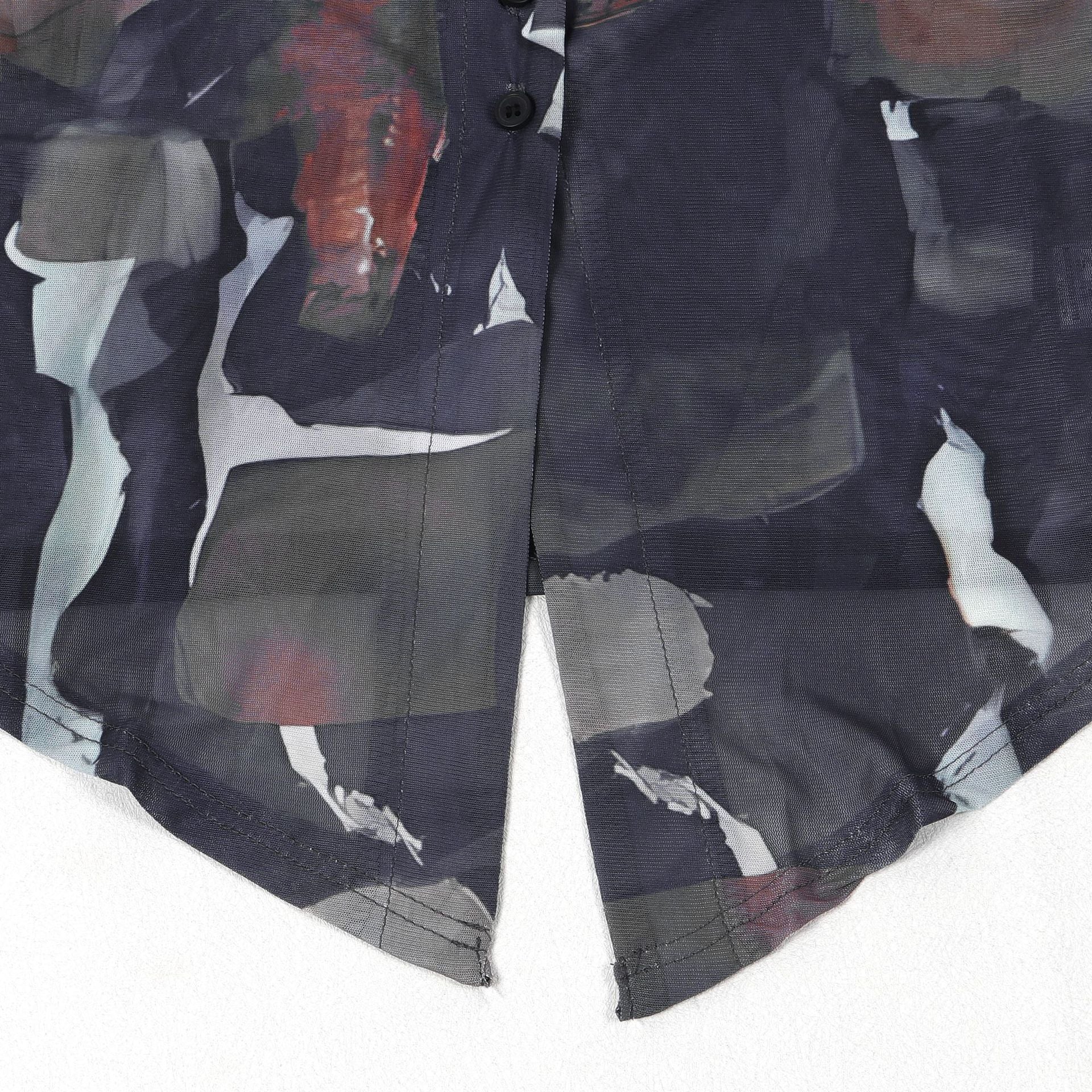 Tie Dye Mesh Print Single Breasted shirts+Pants Two 2 Piece Sets