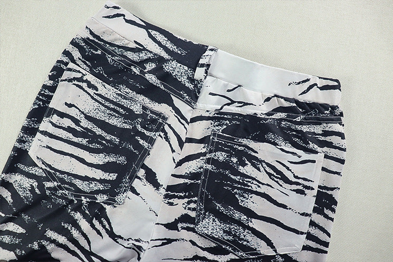 Spaghetti Strap Wrap V-neck Backless Zebra Printed  Jumpsuit