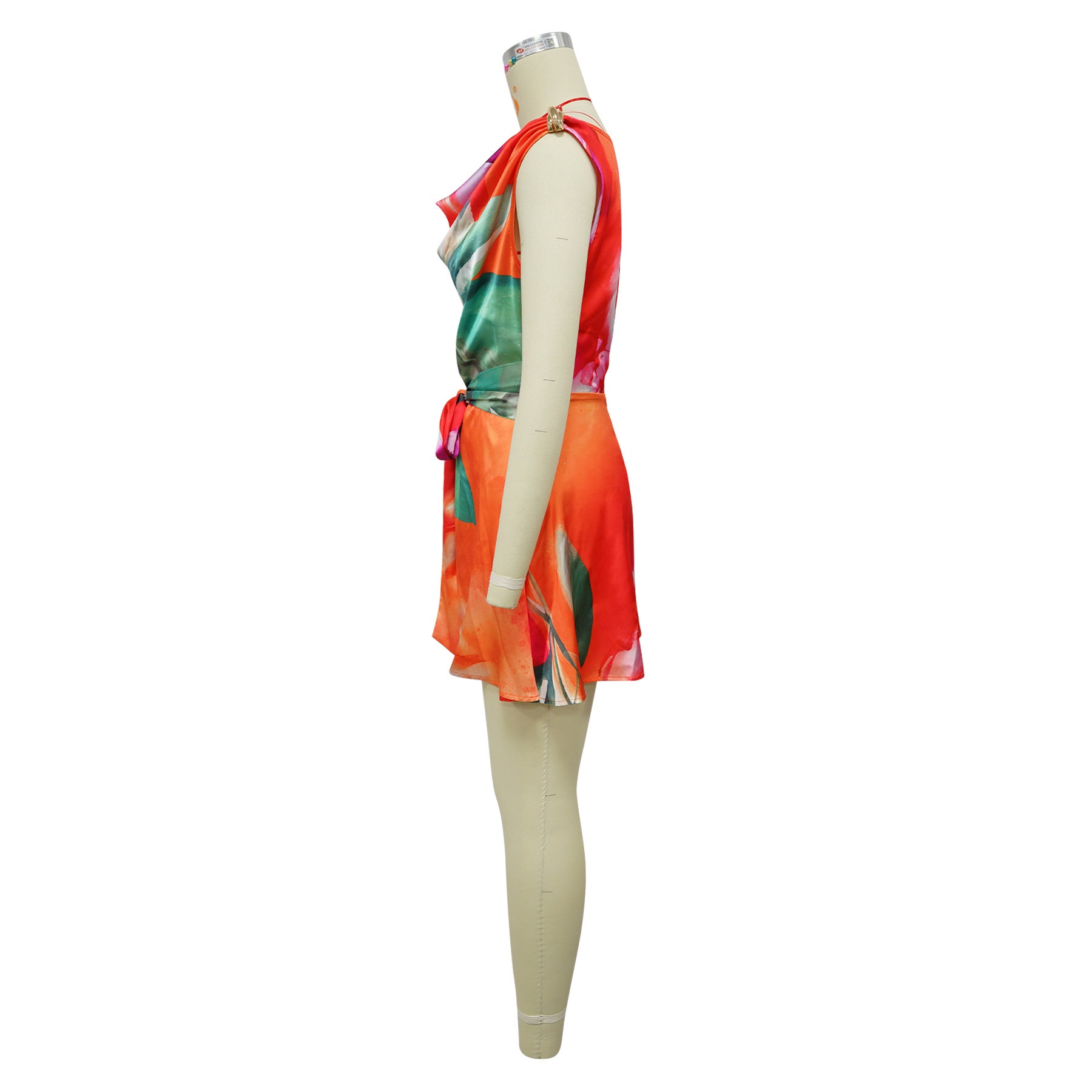 Tie Dye Print Beach Sleeveless V-neck Sashes Playsuits