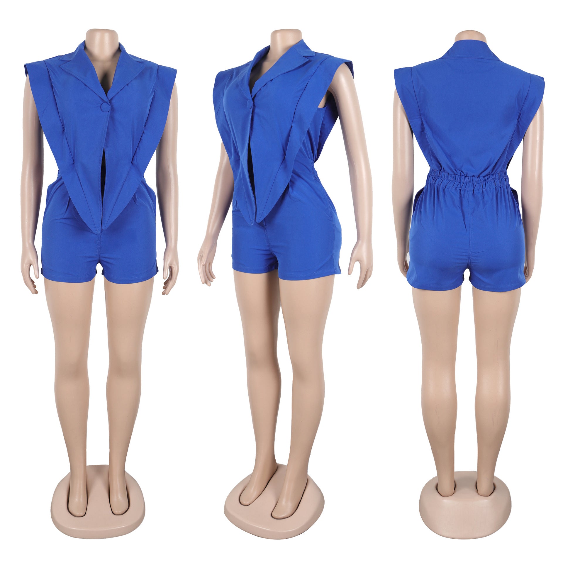 Sleeveless High Waist Hollow Out Short Playsuits Jumpsuit