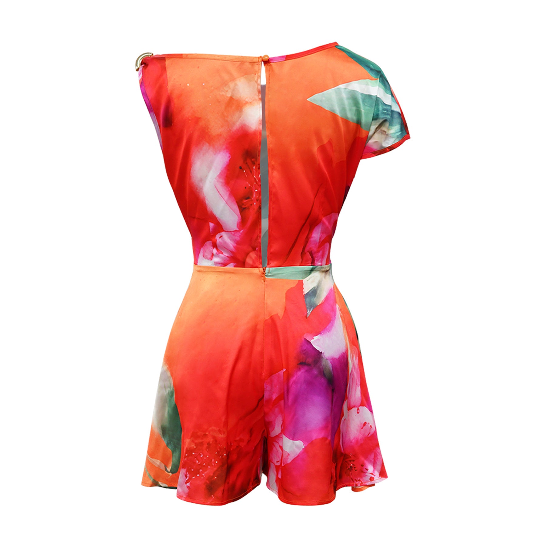 Tie Dye Print Beach Sleeveless V-neck Sashes Playsuits