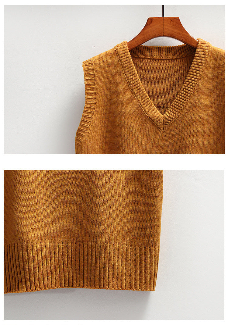 Knitted Sweater Casual V-Neck Pullover Vest