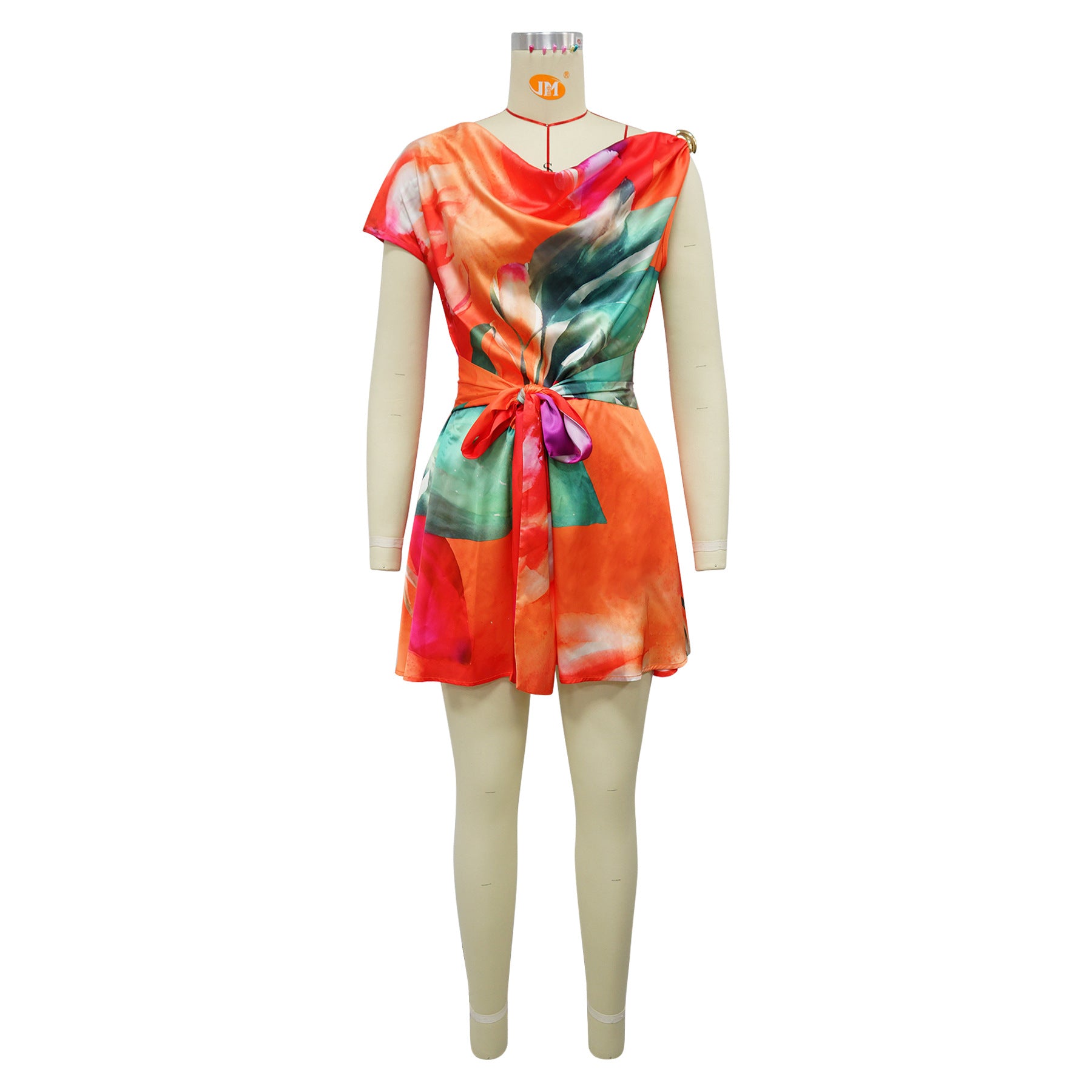 Tie Dye Print Beach Sleeveless V-neck Sashes Playsuits