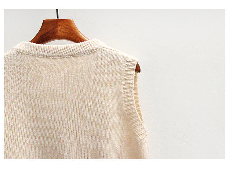 Knitted Sweater Casual V-Neck Pullover Vest