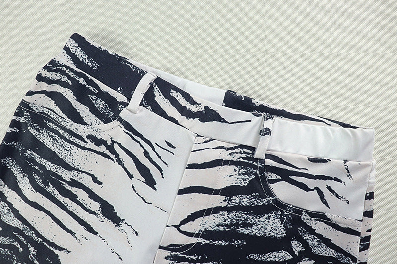Spaghetti Strap Wrap V-neck Backless Zebra Printed  Jumpsuit