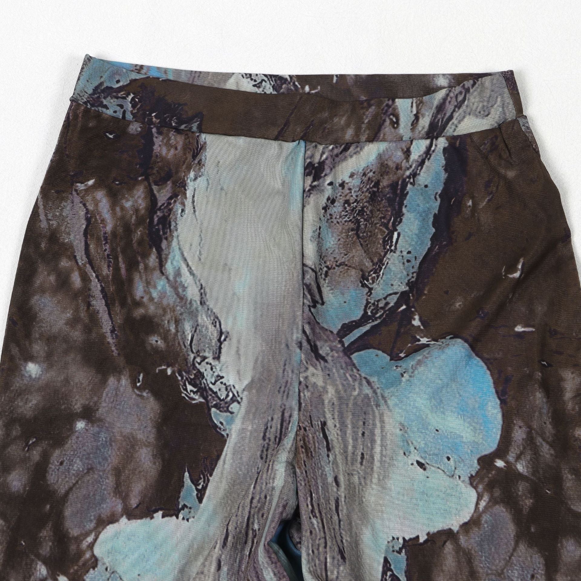 Tie Dye Mesh Print Single Breasted shirts+Pants Two 2 Piece Sets