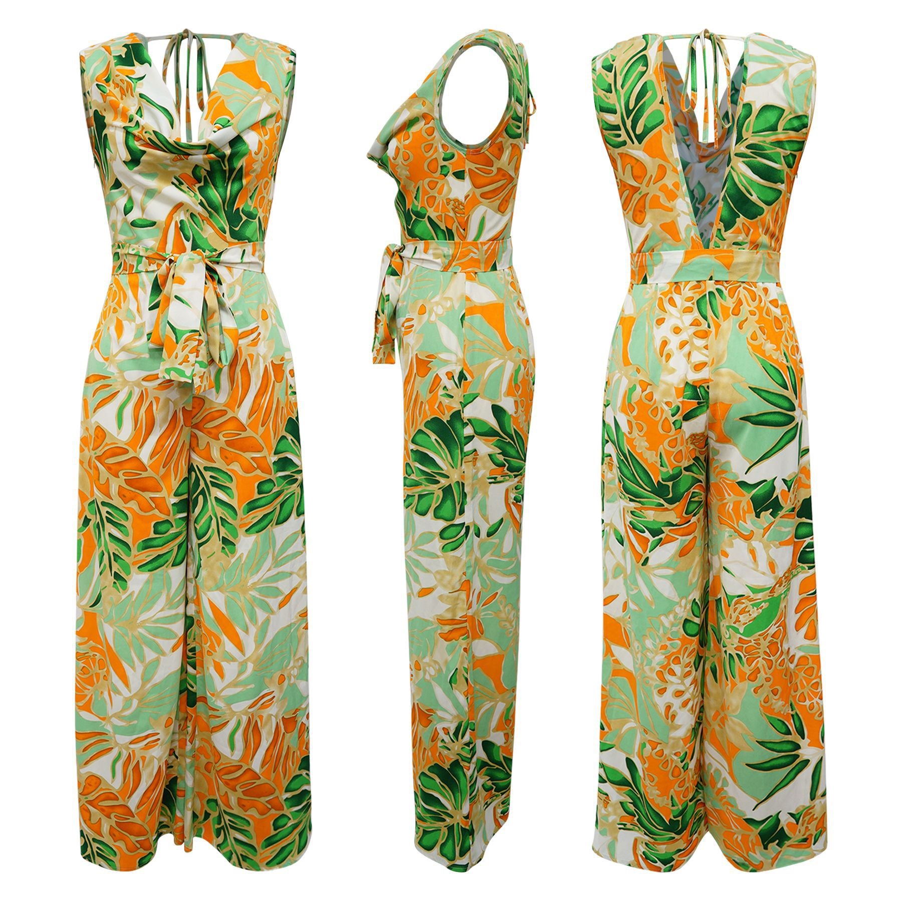 Sleeveless Satin Jumpsuits