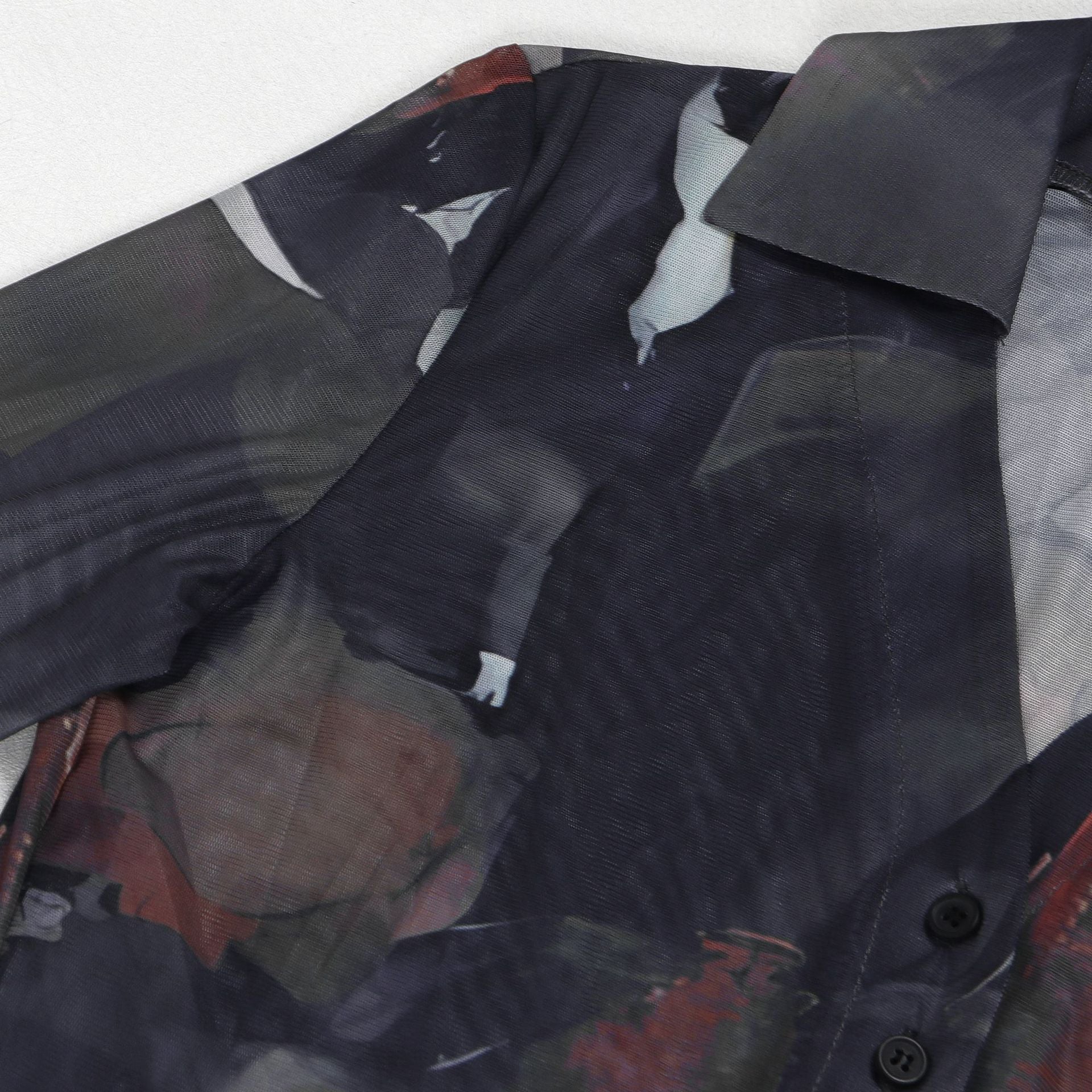 Tie Dye Mesh Print Single Breasted shirts+Pants Two 2 Piece Sets