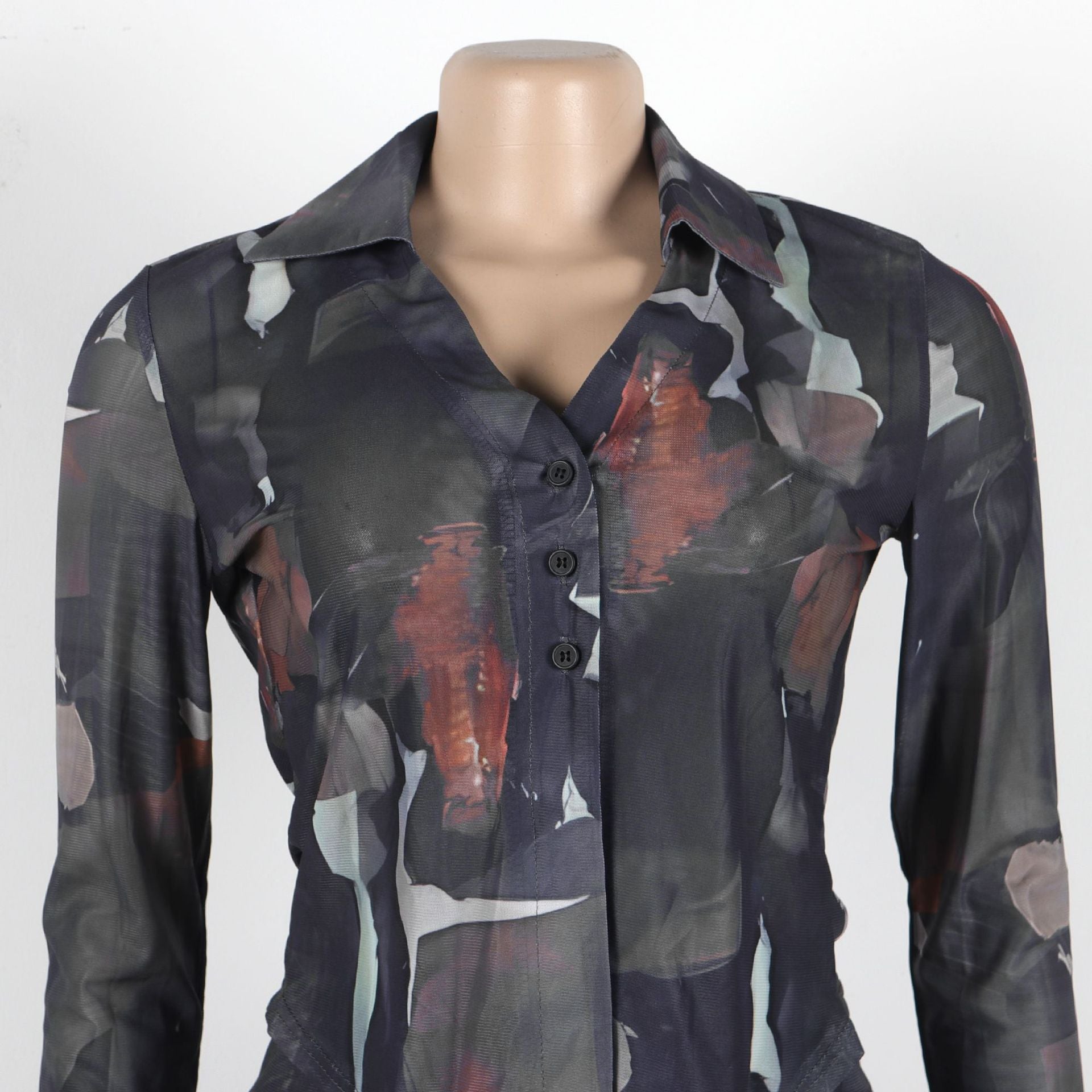 Tie Dye Mesh Print Single Breasted shirts+Pants Two 2 Piece Sets