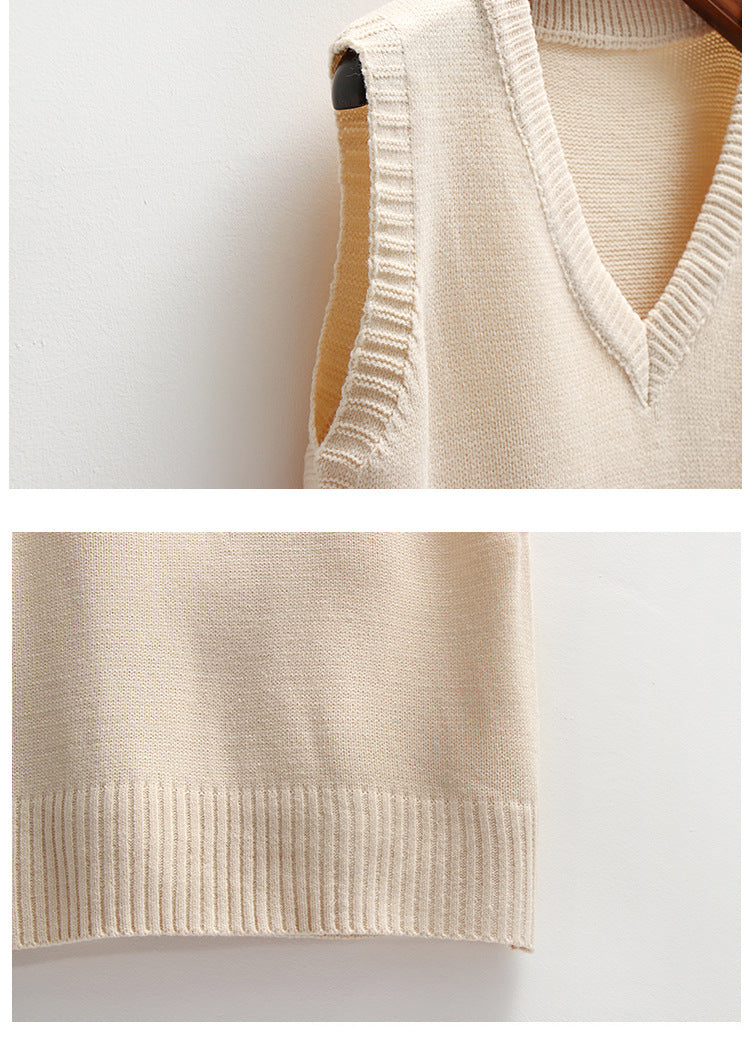 Knitted Sweater Casual V-Neck Pullover Vest