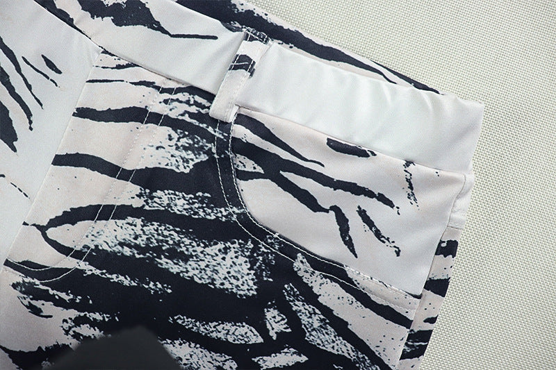 Spaghetti Strap Wrap V-neck Backless Zebra Printed  Jumpsuit