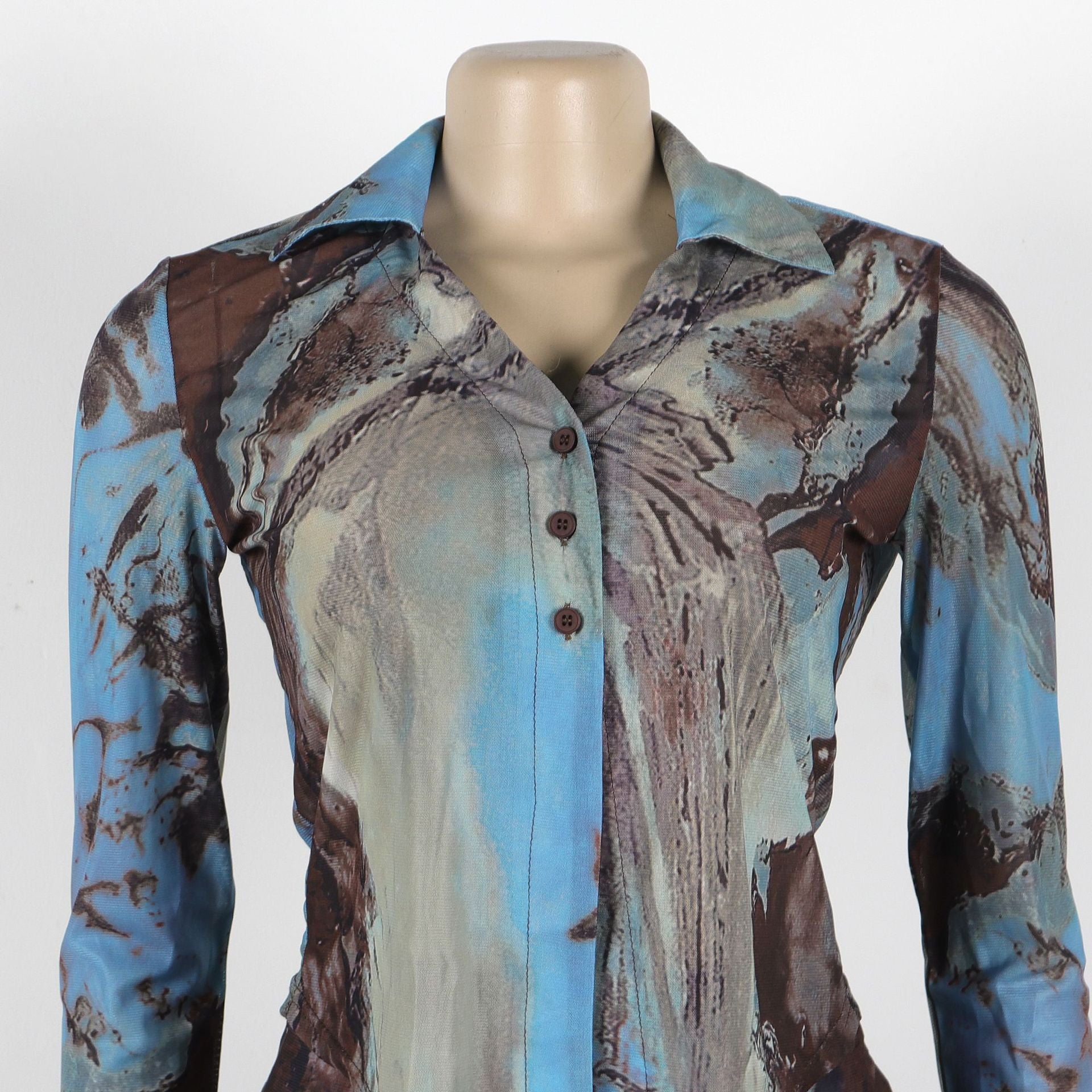 Tie Dye Mesh Print Single Breasted shirts+Pants Two 2 Piece Sets