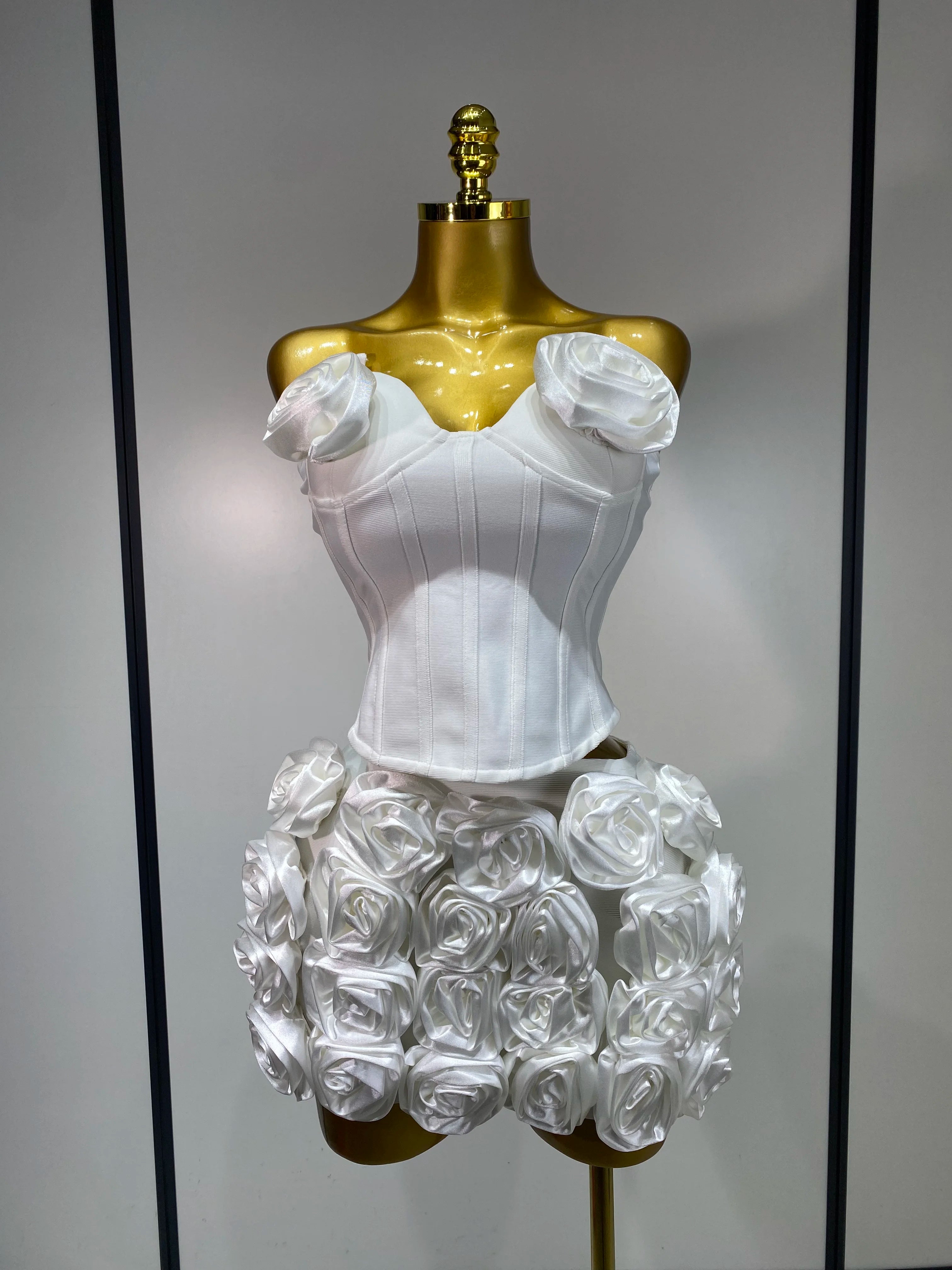Strapless Bandage Top And Skirt Two Piece Set